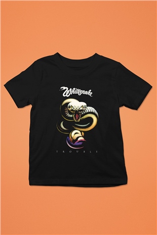 Whitesnake Baskılı Unisex Siyah Çocuk Tişört - Tshirt