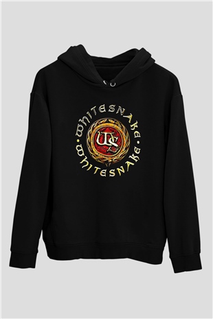 Whitesnake Baskılı Unisex Siyah Kapüşonlu Sweatshirt