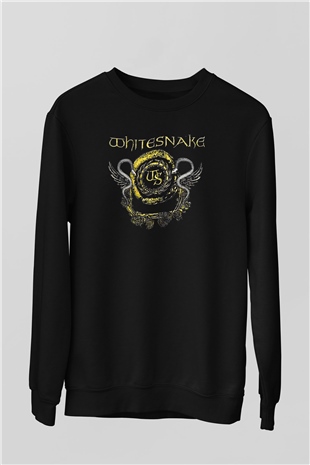 Whitesnake Baskılı Unisex Siyah Sweatshirt
