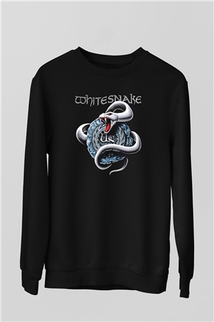 Whitesnake Baskılı Unisex Siyah Sweatshirt