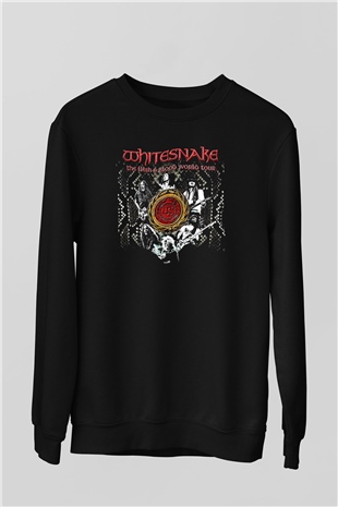 Whitesnake Baskılı Unisex Siyah Sweatshirt