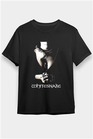 Whitesnake Baskılı Unisex Siyah Tişört - Tshirt