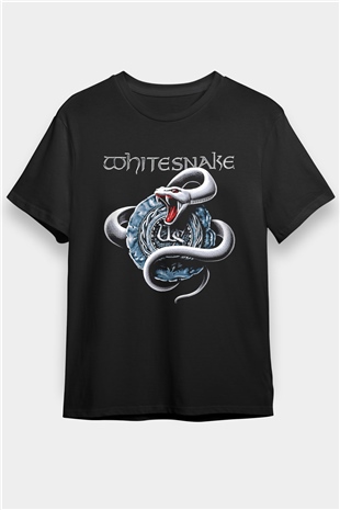 Whitesnake Baskılı Unisex Siyah Tişört - Tshirt