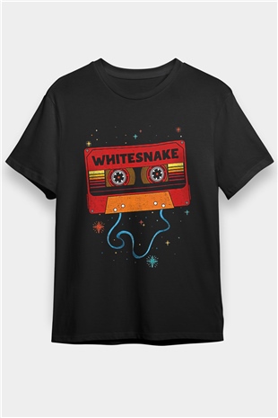 Whitesnake Baskılı Unisex Siyah Tişört - Tshirt