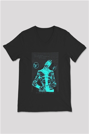 Whitesnake Baskılı Unisex Siyah V Yaka Tişört - Tshirt