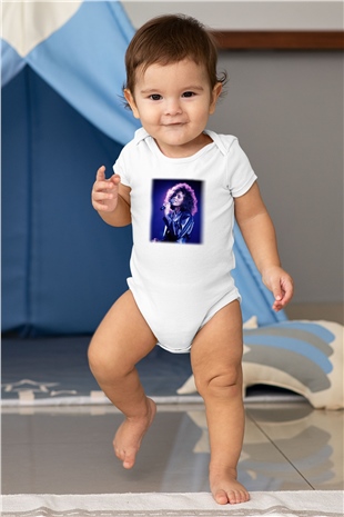 Whitney Houston Baskılı Beyaz Unisex Bebek Body - Zıbın
