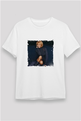 Whitney Houston Baskılı Unisex Beyaz Tişört