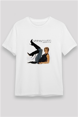 Whitney Houston Baskılı Unisex Beyaz Tişört