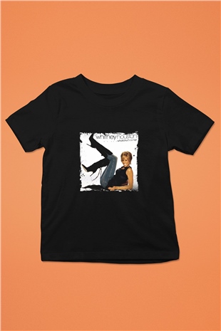 Whitney Houston Baskılı Unisex Siyah Çocuk Tişört