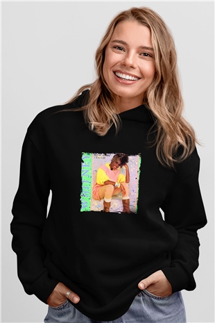 Whitney Houston Baskılı Unisex Siyah Hoodie