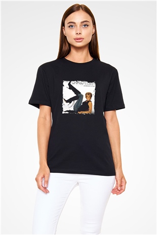 Whitney Houston Baskılı Unisex Siyah Tişört