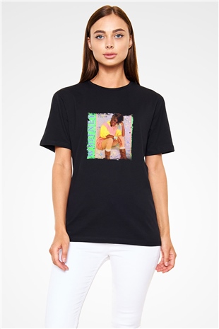 Whitney Houston Baskılı Unisex Siyah Tişört