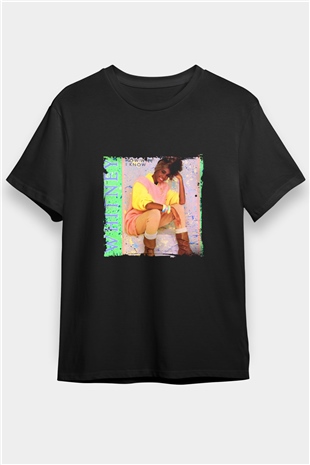 Whitney Houston Baskılı Unisex Siyah Tişört