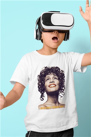 Whitney Houston Beyaz Unisex Çocuk Tişört