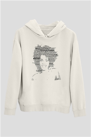 Whitney Houston Beyaz Unisex Kapüşonlu Sweatshirt