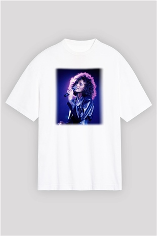 Whitney Houston Beyaz Unisex Oversize Tişört T-Shirt