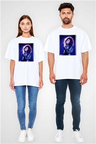 Whitney Houston Beyaz Unisex Oversize Tişört T-Shirt