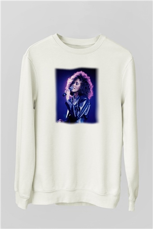 Whitney Houston Beyaz Unisex Sweatshirt