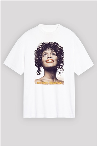 Whitney Houston Beyaz Oversize Tişört Oversize T-shirt - TişörtFabrikası