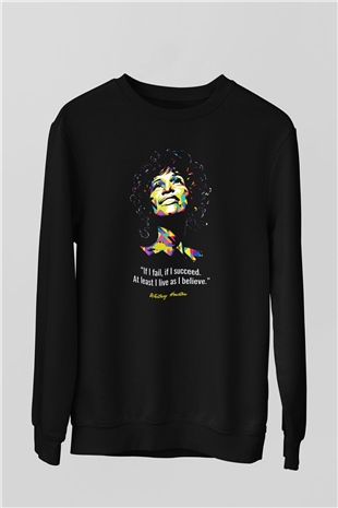 Whitney Houston Siyah Unisex Sweatshirt