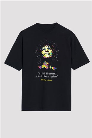 Whitney Houston Siyah Oversize Tişört Oversize T-shirt - TişörtFabrikası