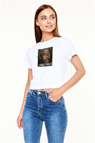 Will.I.Am Beyaz  Crop Top Tişört