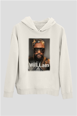 Will.I.Am Beyaz Unisex Kapşonlu Sweatshirt