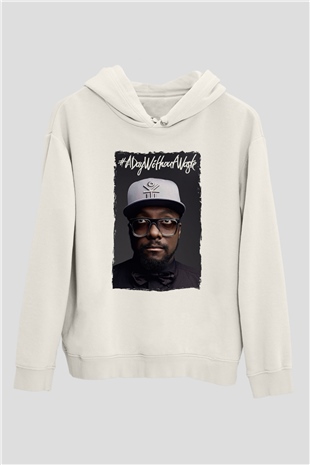 Will.I.Am Beyaz Unisex Kapüşonlu Sweatshirt