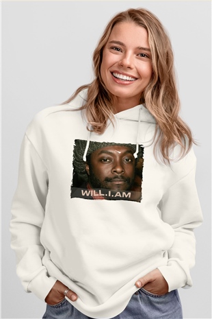 Will.I.Am Beyaz Unisex Kapüşonlu Sweatshirt