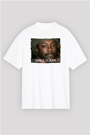 Will.I.Am Beyaz Oversize Tişört Oversize T-shirt - TişörtFabrikası