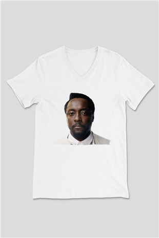 Will.I.Am Beyaz Unisex V Yaka Tişört