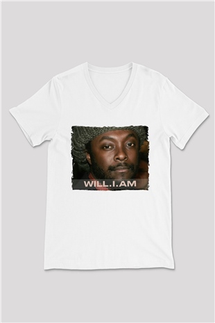 Will.I.Am Beyaz Unisex V Yaka Tişört