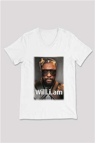 Will.I.Am Beyaz Unisex V Yaka Tişört T-Shirt