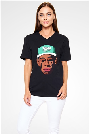 Will.I.Am Siyah Unisex V Yaka Tişört T-Shirt