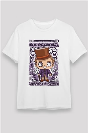 Willy Wonka Çikolata Fabrikası Baskılı Unisex Beyaz Tişört