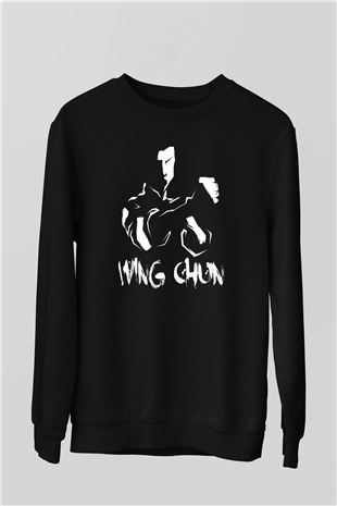 Wing Chun Baskılı Unisex Siyah  Sweatshirt
