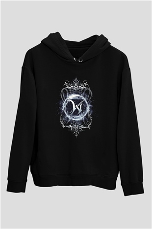 Wintersun Baskılı Unisex Siyah Kapüşonlu Sweatshirt