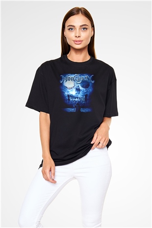 Wintersun Baskılı Unisex Siyah Oversize Tişört - Tshirt