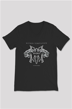 Within Temptation Siyah Unisex V Yaka Tişört T-Shirt