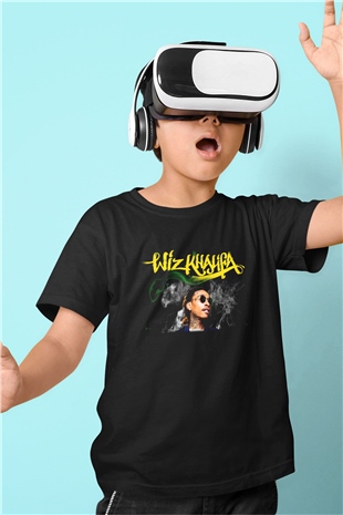 Wiz Khalifa Baskılı Siyah Unisex Çocuk Tişört