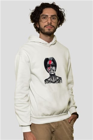 Wiz Khalifa Baskılı Unisex Beyaz Kapüşonlu Sweatshirt