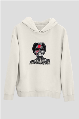 Wiz Khalifa Baskılı Unisex Beyaz Kapüşonlu Sweatshirt
