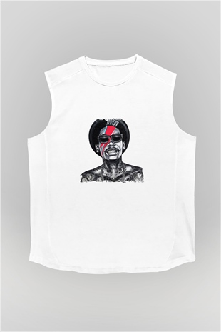 Wiz Khalifa Baskılı Unisex Beyaz Kolsuz Tişört
