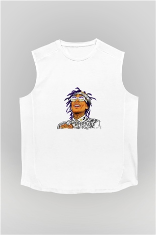 Wiz Khalifa Baskılı Unisex Beyaz Kolsuz Tişört