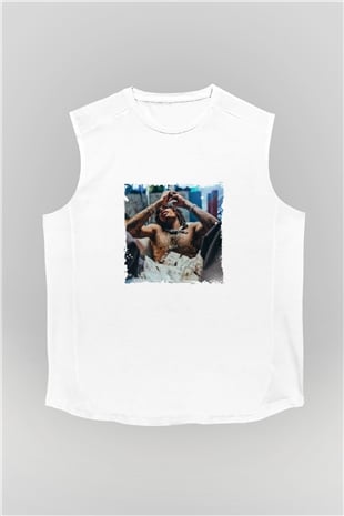 Wiz Khalifa Baskılı Unisex Beyaz Kolsuz Tişört