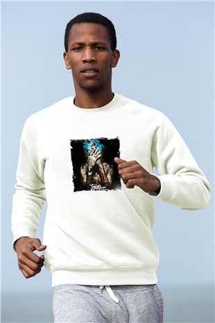 Wiz Khalifa Baskılı Unisex Beyaz Sweatshirt