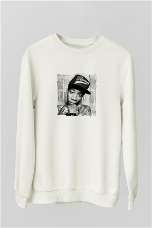 Wiz Khalifa Baskılı Unisex Beyaz Sweatshirt
