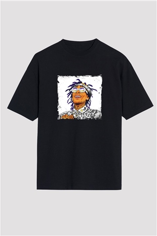Wiz Khalifa Baskılı Unisex Oversize Siyah Tişört