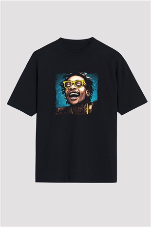 Wiz Khalifa Baskılı Unisex Oversize Siyah Tişört