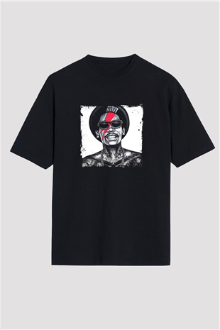 Wiz Khalifa Baskılı Unisex Oversize Siyah Tişört